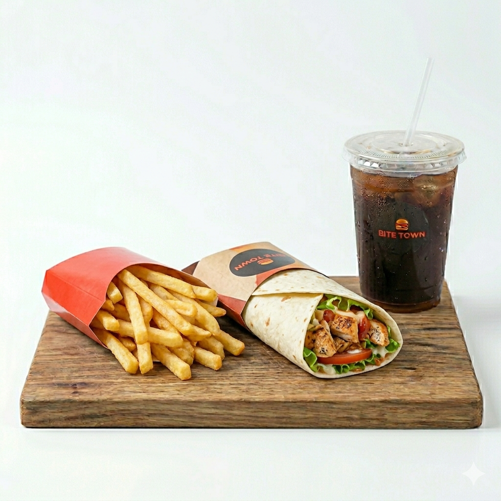 1 Tortilla Wrap, 1 Reg. Drink, 1 Reg. Fries