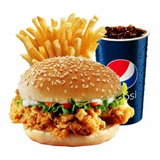 1 Crunchy Burger, 1 Reg. Fries, 1 Reg. Drink